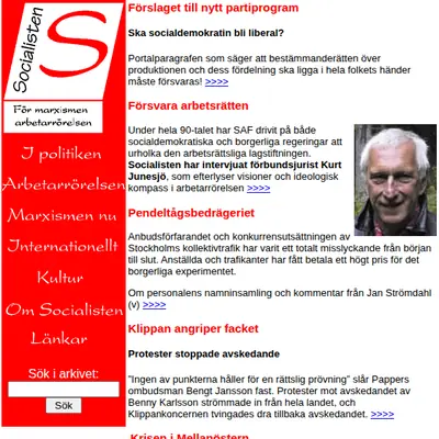 www.socialisten.nu startsida 2001