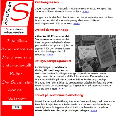 www.socialisten.nu startsida 2002