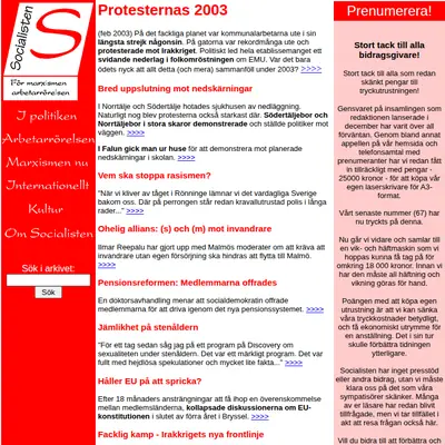 www.socialisten.nu startsida 2004