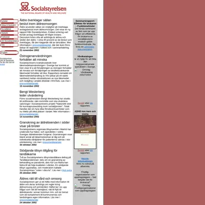 Nytt från Socialstyrelsen startsida 2002