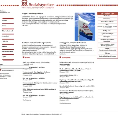 Nytt från Socialstyrelsen startsida 2004