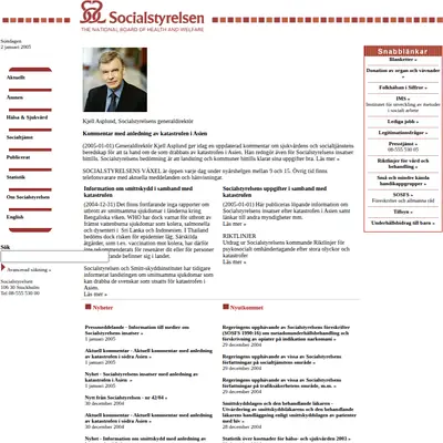 Nytt från Socialstyrelsen startsida 2005