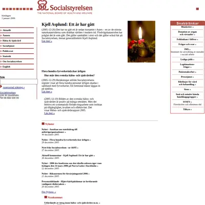 Nytt från Socialstyrelsen startsida 2006