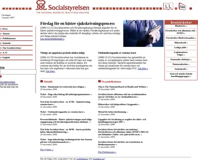 Nytt från Socialstyrelsen startsida 2007