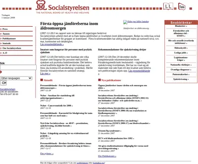 Nytt från Socialstyrelsen startsida 2008