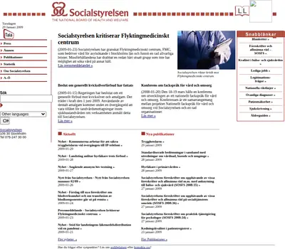 Nytt från Socialstyrelsen startsida 2009