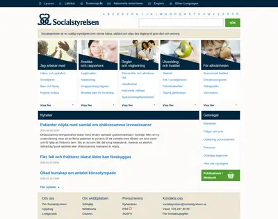 Nytt från Socialstyrelsen startsida 2015