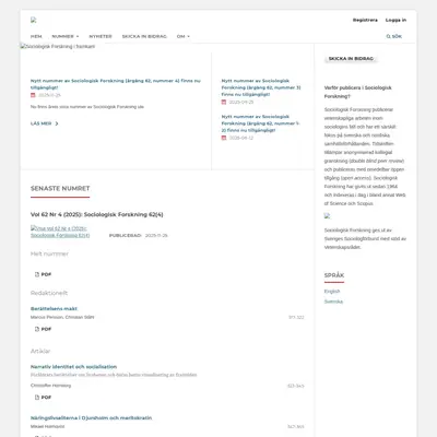 Sociologisk forskning startsida 2026