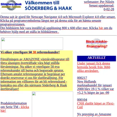 Söderberg & Haak, sodhaak.se startsida 1999