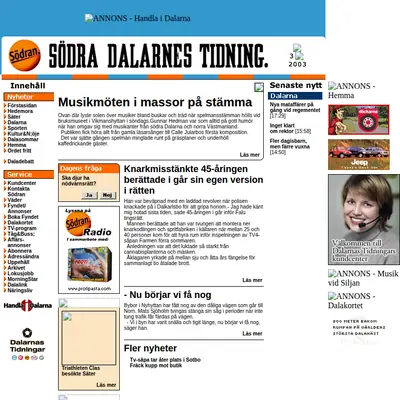 sodran.se startsida 2003