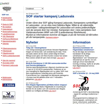 Vår Fågelvärld startsida 2000