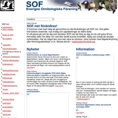 Vår Fågelvärld startsida 2003