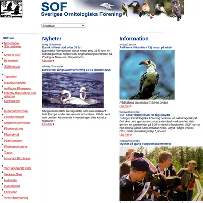 Vår Fågelvärld startsida 2005