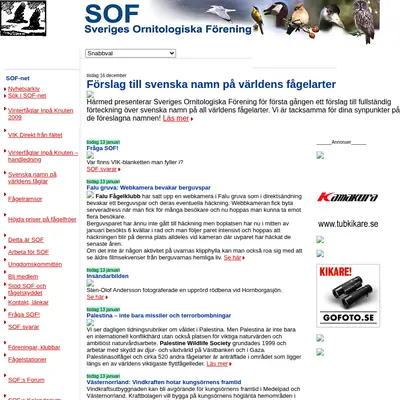 Vår Fågelvärld startsida 2009
