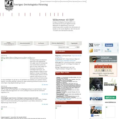 Vår Fågelvärld startsida 2012