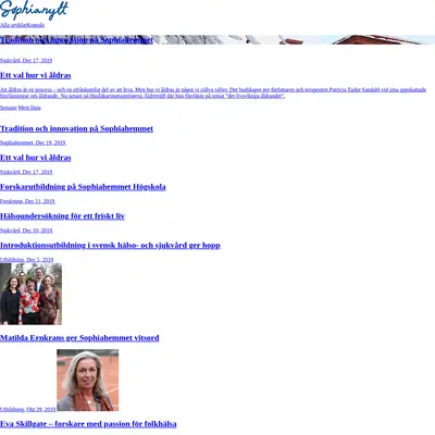 Sophianytt startsida 2020
