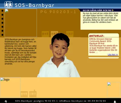 SOS Barn startsida 1999