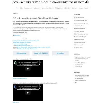SoS-Hunden startsida 2018