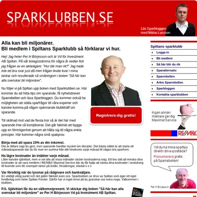 Sparklubben.se startsida 2011
