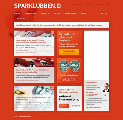Sparklubben.se startsida 2015