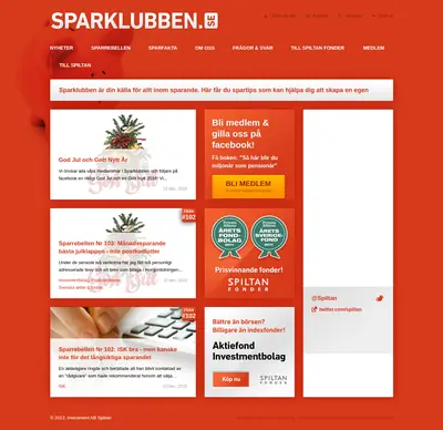 Sparklubben.se startsida 2016