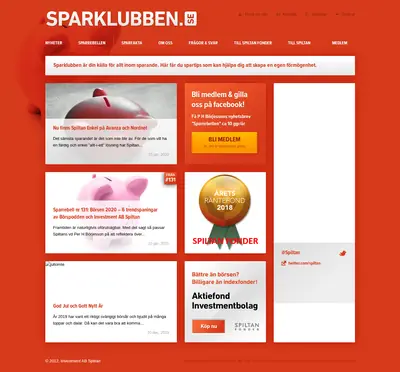 Sparklubben.se startsida 2020