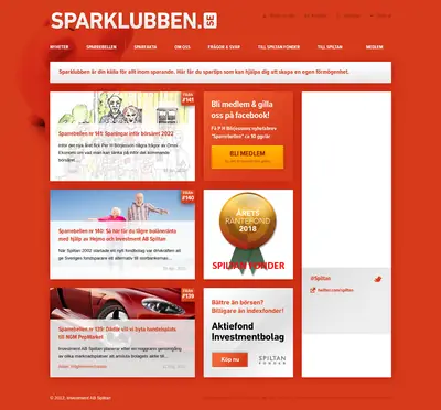Sparklubben.se startsida 2022
