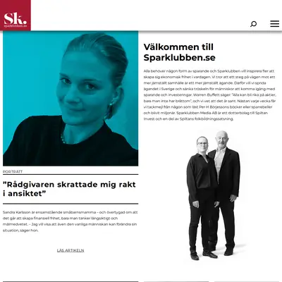 Sparklubben.se startsida 2024