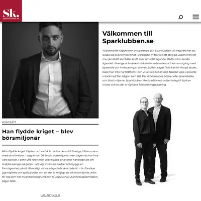 Sparklubben.se startsida 2025