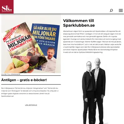 Sparklubben.se startsida 2026