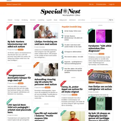 www.specialnest.se startsida 2022