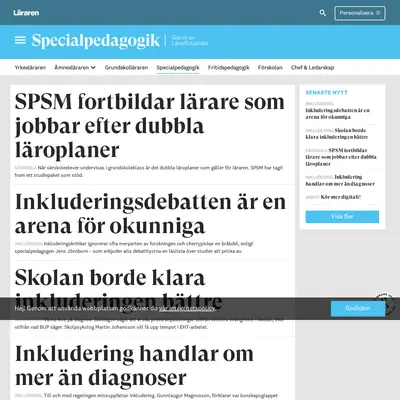 specialpedagogik.se startsida 2021