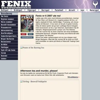 Fenix - speltidning startsida 2008