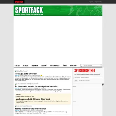 www.sportfack.se startsida 2021