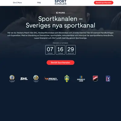 TV4 Sportkanalen startsida 2017
