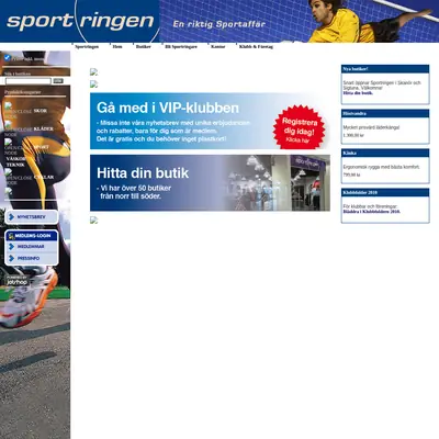 SPORTMAGASINET S startsida 2010