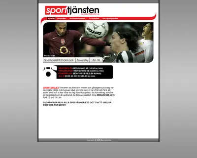 Sporttjänsten, sporttjansten.se startsida 2009