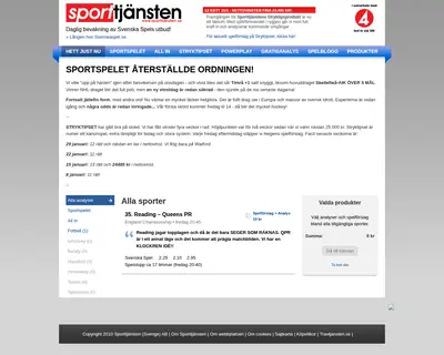 Sporttjänsten, sporttjansten.se startsida 2011