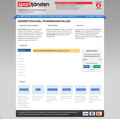 Sporttjänsten, sporttjansten.se startsida 2013