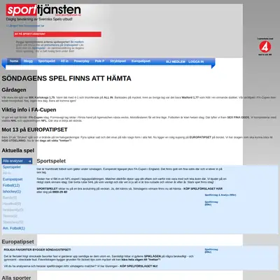 Sporttjänsten, sporttjansten.se startsida 2016