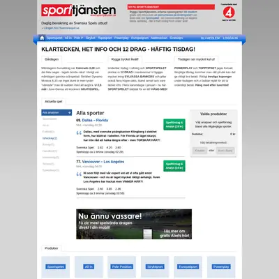 Sporttjänsten, sporttjansten.se startsida 2018