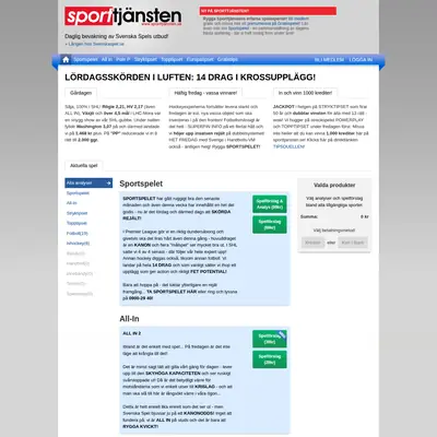 Sporttjänsten, sporttjansten.se startsida 2019