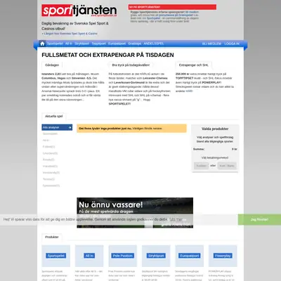 Sporttjänsten, sporttjansten.se startsida 2021