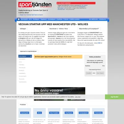 Sporttjänsten, sporttjansten.se startsida 2022
