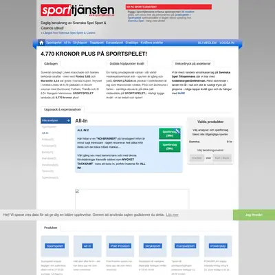 Sporttjänsten, sporttjansten.se startsida 2023