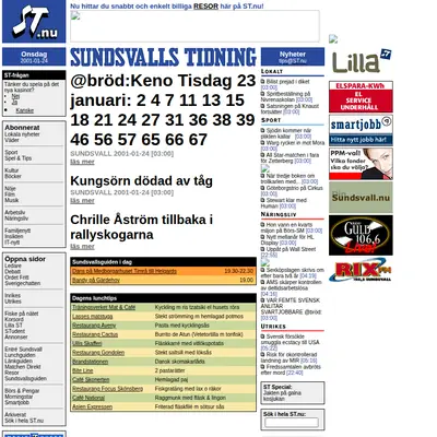Dagbladet Nya Samhället Sundsvall startsida 2001