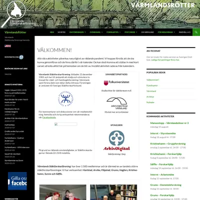 Värmlands Anor startsida 2020