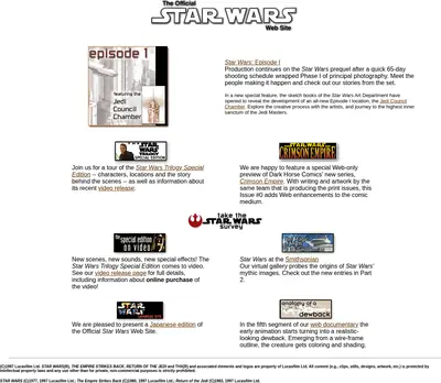 Star Wars startsida 1998
