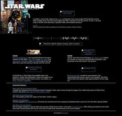 Star Wars startsida 1999