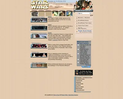 Star Wars startsida 2000